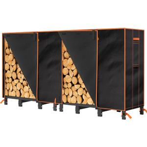 GREENER 8FT Heavy Duty Firewood Rack Cover - 600D Waterproof Wood Racks Outdoor With PVC Coating - Weather Resistant for Tikimilor, ULIOK, NANANARDOSO (Black)