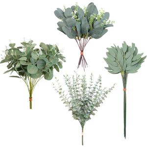 70Pcs 4 Kinds Eucalyptus Stems Artificial Mixed Eucalyptus Leaves Picks, Faux Greenery Stems Bulk for Centerpieces Wedding Bouquets Floral Arrangement Home Decor