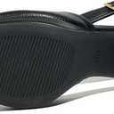 Women's High Block Heels Pumps Round Closed Toe Ankle Strap Wedding Dress Shoes (9.5, Black)