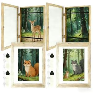 4Pcs Kids Art Frame Changeable 8.5x11 Letter Size Display with Mat Kids Artwork Frame Front Opening Artwork Frames for Kids Art Decorative Art Frames for Kids Art Holds 50-100 Works of Art for Hanging, Wood Grain