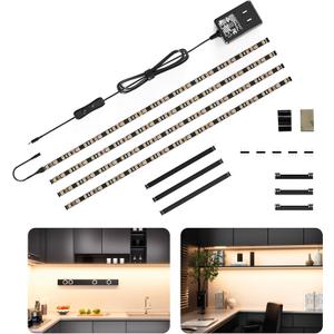 WOBANE LED Cabinet Lights,4 PCS 20inch LED Strip Lights Kit,Under Counter Lighting for Kitchen,Under Desk,Shelf,Display Case,Furniture,120 LEDs,1200 Lumen,4000K Natural White,Black (Natural White(4000K))