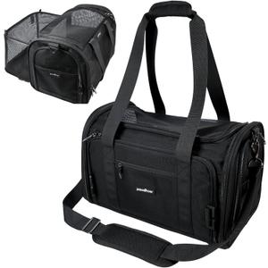 Premium Cat Carrier Soft & Small Dog Car Seat | TSA Airline Approved, Expandable, Upgraded Zipper Locks, Exclusive Fan Pocket, Excellent Ventilation | Best for Air, Car & Daily Travel (Pet Up to 9lbs)