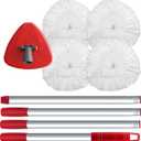 4 Pack Spin Mop Replacement Head Compatible with O-Cedar EasyWring 1 Tank, 30-58" Mop Handle Base and Microfiber Head Refills, Easy-to-Replace (White,1 Tank)