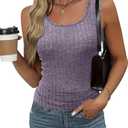 Womens Tank Tops Crewneck Sleeveless Summer Sweaters Vest Casual Basic Tees Ribbed Shirts (Purple, S)