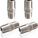 4PCS Hex Stainless Steel Nipple 1/4"NPT Male X 1/4" NPT Male Pipe Fitting 1/4 inch Stainless Steel Pipe Nipples Male Pipe Adapter Fittings Heavy Equal Nipples Connectors