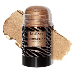 Highlighter Stick, Multi-Use Shimmer Makeup, Creamy Highlighter Makeup Stick with Hydrating Coconut Oil, Easy Blend for a Bronzy Radiant Glow, For Face & Body | 1.2oz | Copper Shimmer