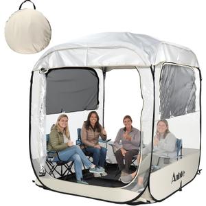 Anbte Pop Up Sports Tent for 2-4 Person, 5.3x5.3x6 FT Clear Bubble Tent with Mesh+PVC Dual Windows & Portable Storage Bag & Ground Stakes, Weather Proof, for Tailgate Outdoor Activities Camp Fishing