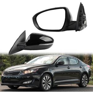 Dasbecan 5pins Left Driver Side Mirror Compatible with 2011 2012 2013 Kia Optima Door Mirror w/Turn Signal, Manual Folding, Power Glass Replace# 876102T110 KI1320152 Black Cover