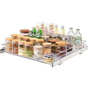 VEVOR 20"W x 21"D Pull Out Cabinet Organizer, Heavy Duty Slide Out Pantry Shelves, Chrome-Plated Steel Roll Out Drawers, Drawer Storage for Home, Inside Cabinet, Bathroom, Under Sink, 22"x22" Install