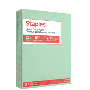 Staples Pastel Colored Copy Paper 8 1/2" x 11" Green 500/Ream (14781)