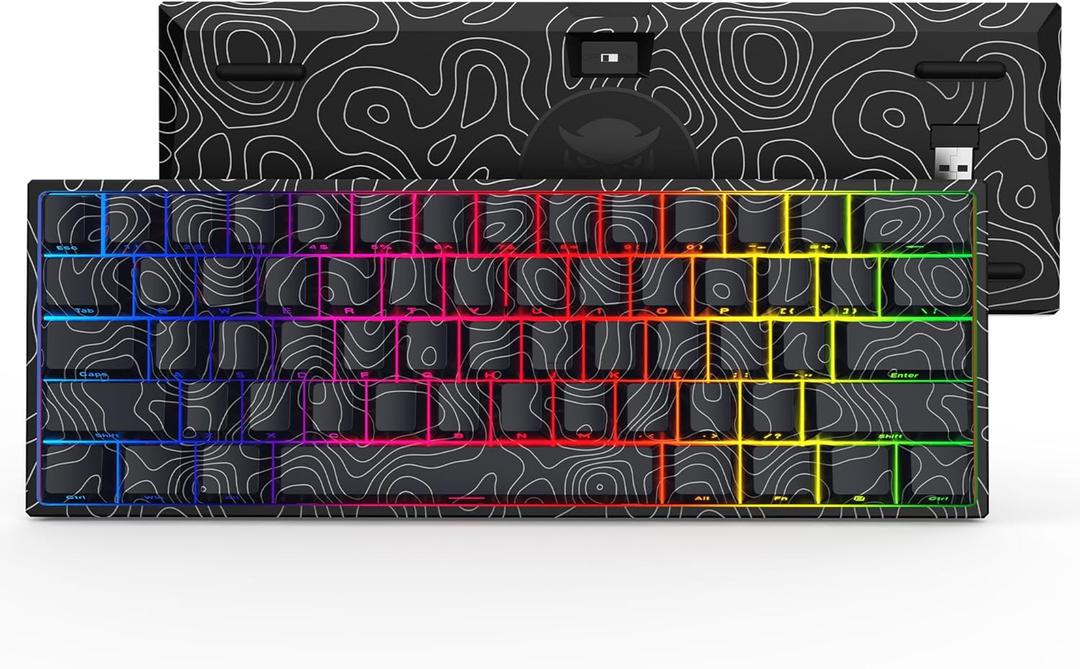 HITIME 60% Percent Keyboard, Topographic Theme Keyboard, XVX M61 Pro Bluetooth/2.4GHz/USB-C Wireless Mechanical Gaming Key Board, Hot Swappable Creamy Pre-lubed Switch, RGB HITIME 60% Percent Keyboard, Topographic Theme Keyboard, XVX M61 Pro Bluetooth/2.4GHz/USB-C Wireless Mechanical Gaming Key Board, Hot Swappable Creamy Pre-lubed Switch, RGB