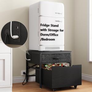MAJALiS Mini Fridge Riser Stand Table Cabinet Shelf with Storage Space, 21.6"D x 21.6"W x 21.6"H