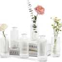 ComSaf Small Vases for Flowers Mini Clear Glass Bud Vases in Bulk, Mini Flower Vase, Vases for Centerpiece, Ribbed Vase Set, Wedding Table Ceterpiece, Home Decor, Housewarming Gift (Clear) (6 Pcs)