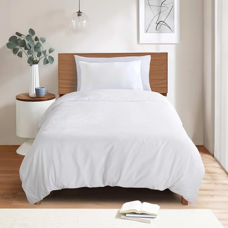 Mejoroom White Twin Duvet Cover Set - Soft and Breathable Twin Bedding with Zipper Closure, 2Pieces, 1 Duvet Cover (68x90) and 1 Pillow case(20x26) OEKO-TEX STANDARD 100
