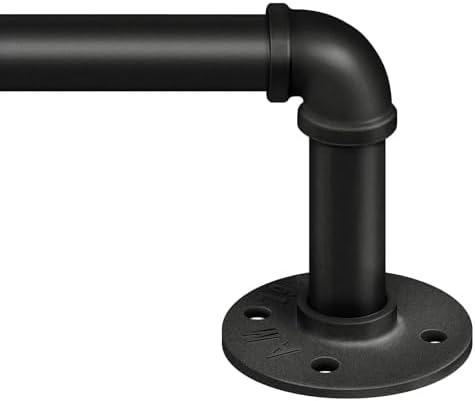 Zeerobee Curtain Rods for Windows 72 to 144, 1 Inch Industrial Wrap Around Black Curtain Rod, Indoor/Outdoor Room Divider Adjustable Drapery Pole, 72"-144"