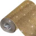 MECCANIXITY 101250 Pcs Bling Crystal Rhinestone Sheet Self-Adhesive Rhinestone Diamond Gems Sticker 98.4 x 7.9 Inch DIY Car Decoration Sticker for DIY Car Phone Clothing Craft Gold