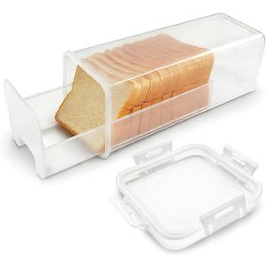 Bread Container with Drawer Tray, Plastic Bread Box with Airtight Lid, Homemade Bread Loaf Bread Keeper, BPA Free Sandwich Loaves Holder Saver for Kitchen Countertop Pantry & Freezer, 6 inches x 6 inches x 13 inches