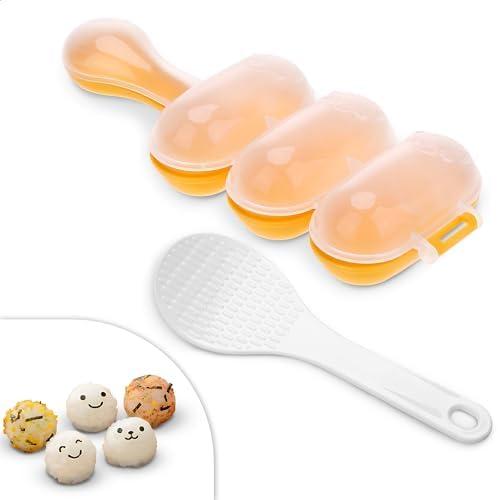 Rice Ball Mold with Paddle Spoon – Rice Ball Maker Mold for Temari Sushi, Yaki-Onigiri – Sushi Plates & DIY Kit, Designed for Creative Presentations on Sushi Plates, Great for Sushi Plate Decorating