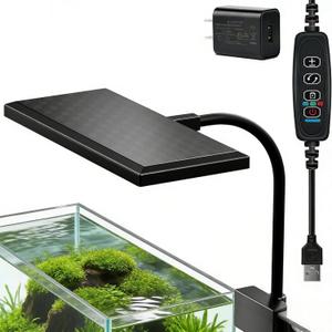 Mini Clip-On Aquarium Light 10W Full Spectrum LED for Nano & Betta Fish Tanks, Timer & 10-Level Dimmer, Freshwater Planted Desk Aquariums 38 Gallons