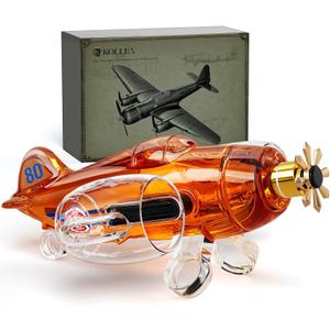 Kollea Gifts for Men Dad, Fighter Aircraft Whiskey Decanter Set with 2 Detachable Glasses, Gag Birthday Gift Ideas for Father, Boyfriend, Brother, Air Force & Military Lover, Anniversary, Christmas