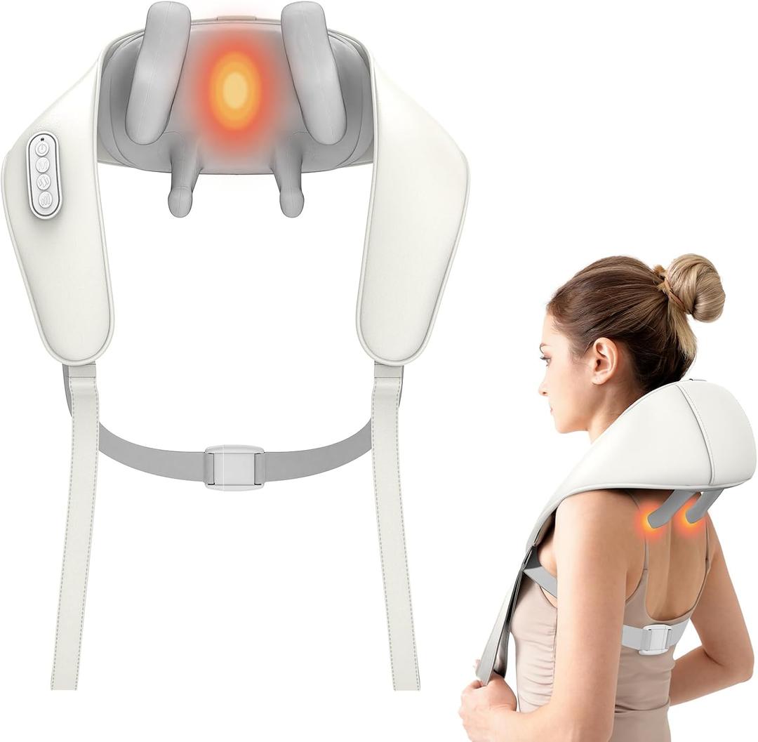 Shoulder Massager with Heat for Pain Relif, Cordless and Shiatsu Deep Tissue Kneading Massager Anywhere Use