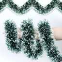 50 Feet Green Christmas Tinsel Garland for Christmas Tree Decorations, Xmas Metallic Twist Shiny Hanging Garland Decor for Mantle Stairs Fireplace Home Holiday Indoor Outdoor