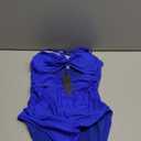 Tempt Me Women Sexy Cutout One Piece Swimsuits Tummy Control High Waisted Halter Front Tie Knot Bathing Suit (Small, Royal Blue)