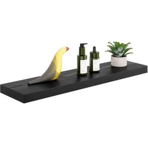 Ballucci Floating Shelf, 24" Black Floating Shelves for Wall, Wood Wall Shelf for Home Décor, Floating Shelves for Bathroom, Living Room, Bedroom, 6" Deep Wall Shelves