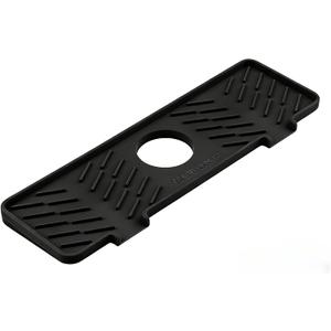 Meiliweser Silicone Faucet Splash Guard Gen 3-10 Large Slope & Adaptable Hole Faucet Handle Drip Catcher Tray - 14 x 5.5 Kitchen Sink Accessories for Kitchen, Bathroom(Black)