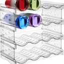 OMISTAR 4 Tiers Water Bottle Organizer, Clear Plastic Stackable Shelf Compatible with Stanley, Holds 16 Cups 32 oz, Non-Slip Breathable Kitchen Rack, Detachable No-Tool Installation