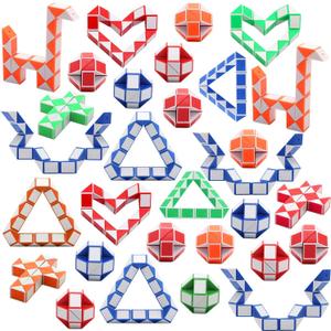 30 Pack 24 Blocks Magic Speed Cubes, Mini Snake Cube, Mini Plastic Puzzle Cube Toy for Kids Party Bag Fillers, Party Supplies, Random Color