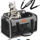 PETUX Airline Approved Pet Carrier - 17x11x9.5 in, Underseat, Top & Side Entry, Soft Sided Cat Dog Carrier for Small Cat & Dog Up to 12 lbs with Breathable Anti-Scratch Mesh for Travel & Vet - Grey