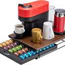 Flagship for Nespresso Pod Holder Vertuo Pod Drawer Coffee Pod Storage for Vertuo Pod with Elegant Wood Top(50 Pods Capacity)