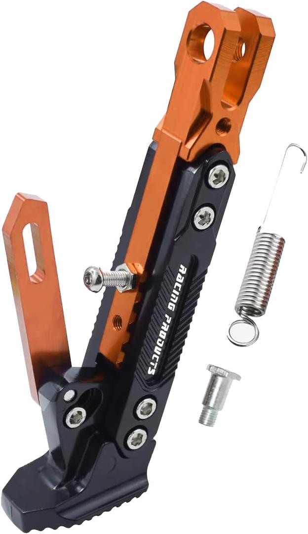 Universal Motorcycle Kickstand Adjustable Foot Side Support Parking Kickstand for Electric Motorbike Parking Foot Side Support Stand (Orange)