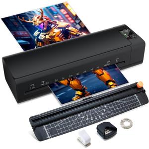 13 Inch Laminator Machine, A-3 9-in-1 Thermal Laminator with Sheets for Hot & Cold Laminating Machine, Features Fast 60-Sec Warm Technology and Never-Jam Design for Home,Office,or School Use (Black)