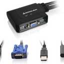 IOGEAR 2-Port USB VGA Cabled KVM Switch - 2048 x 1536 - Remote Button Switch - Plug n Play - PC, MAC, SUN - GCS22U