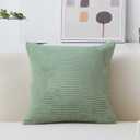 Home Brilliant Throw Pillow Cover Green Striped Corduroy Decorative Spring Pillow Cover 20x20 Soft Square Plush Pillowcase for Sofa Chair Bed Decor, 20 x 20 inch (50cm), Iceberg Green