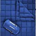 KingCamp Down Camping Blanket - Lightweight, Multifunctional Quilt for Camping with Snap Button, Portable for Stadium, Travel, Airplane, Picnic, Indoor & Outdoor, Provides Warmth (80" x 60", Navy)