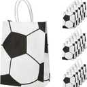 16pcs Soccer Party Favor Paper Bags, Football Themed Party Gift Bags with Handles Soccer Goodie Bags Treat Candy Bags for Kids Adults Soccer Party Supplies (Style 2)