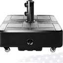 FRUITEAM Umbrella Base with Wheels, 100 LBS Heavy Duty Patio Umbrella Stand, Fillable Weighted Umbrella Base Holder for Patio, Deck, Poolside, Rust-Resistant and Windproof Design - Black