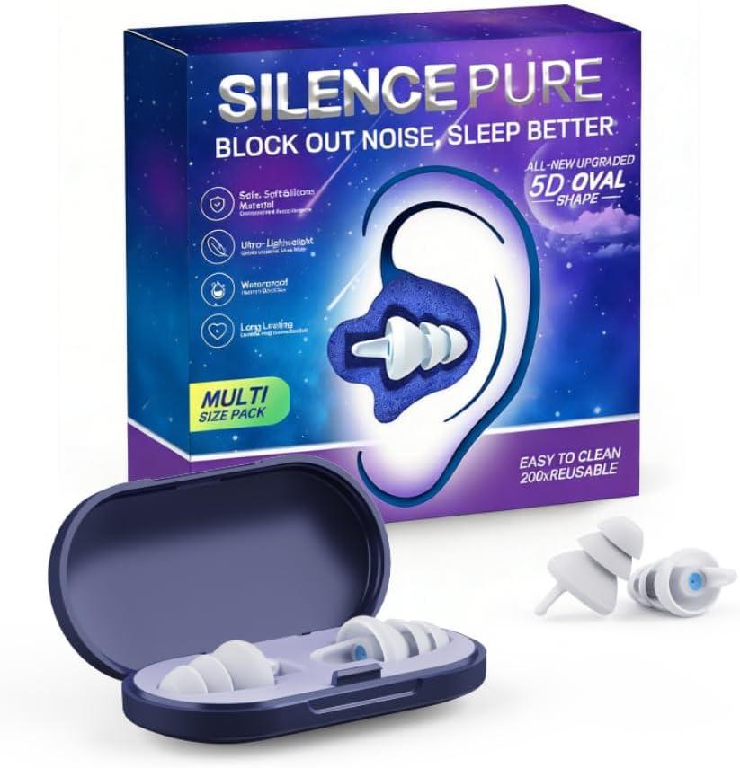 Ear Plugs for Sleeping Soft Reusable Silicone Ideal for Side Sleepers