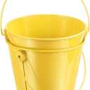 PATIKIL 4.7 Inch Colored Metal Buckets, 2 Pack Pencil Holder Buckets Round Metal Planter Pails Container with Handles for Classroom Crafts, Yellow