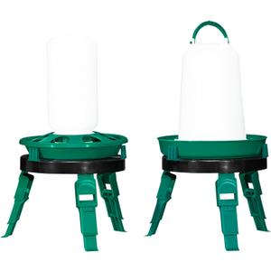 RentACoop 1 Liter Chick Feeder and 1.5 Liter Chick Drinker Set with Two (2) Poultry Platform Adjustable Stands (Original)