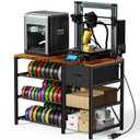 3D Printer Stand with Filament Storage Rack, 3D Printer Table with Power Outlet, 3-Tier Filament Holder with Drawer, 3D Printer Filament Stand Organized for Office Workshop Studio Office