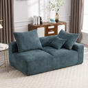 59L x 24H x 40W Teal Footless Mini Sofa, Two Large Pillows, One Small Pillow