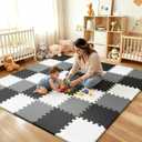 PIGLOG Baby Play Mat For Floor, Soft Foam Floor Tiles for Kids, Adjustable Interlocking Foam Tiles, Fit with 74x74 Playpen Baby Mat for Crawling & Play, Safe & Non-Toxic PlayMat for Babies 6-12 Months, 36 PCS