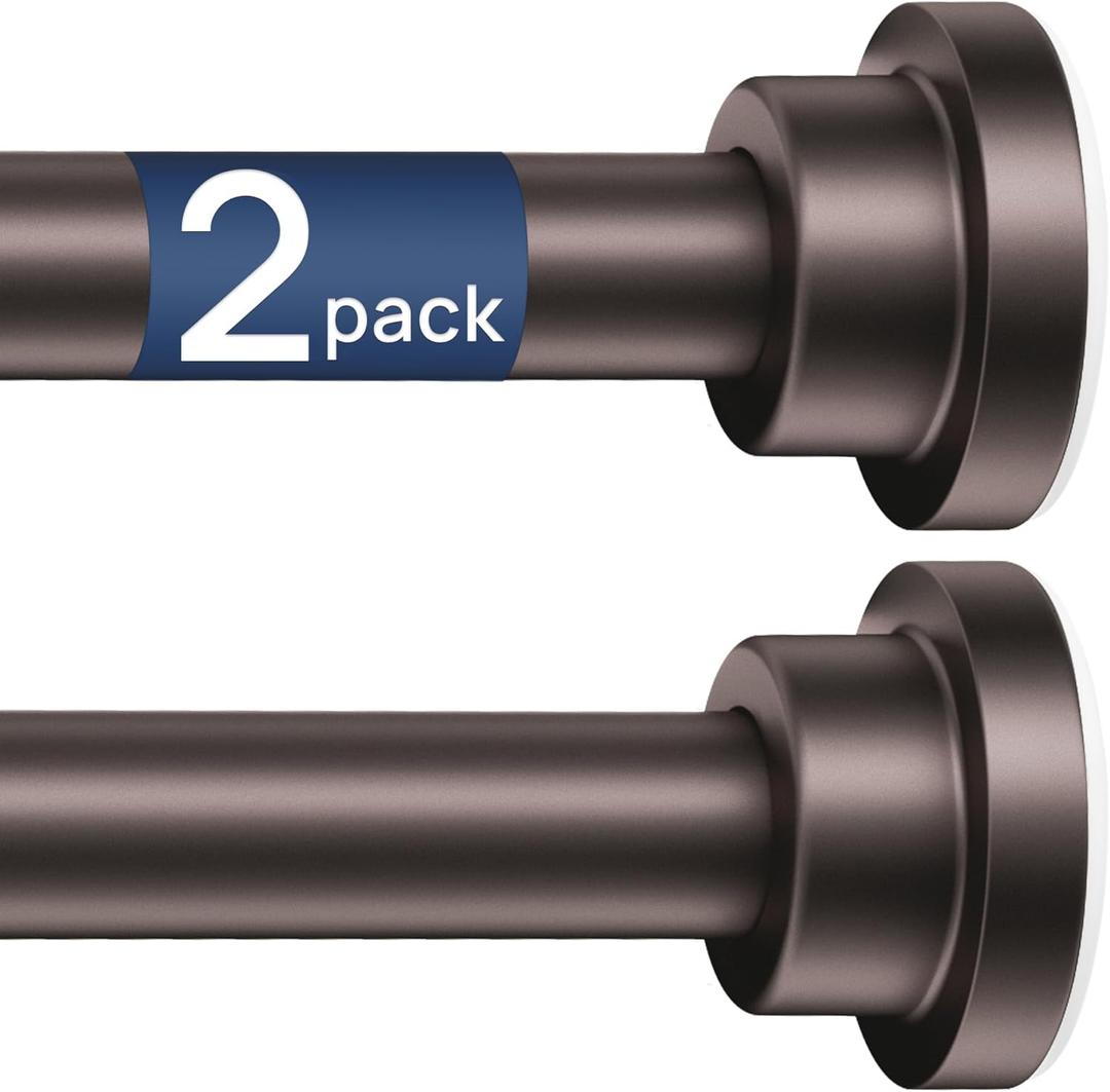 ENJOYBASICS 2 Pack Adjustable Spring Tension Curtain Rods 32 to 66 Inches, Stainless Steel Bronze Shower Rod No Drilling for Window, Bathroom, Closet, Room Divider, 7/8" Diameter