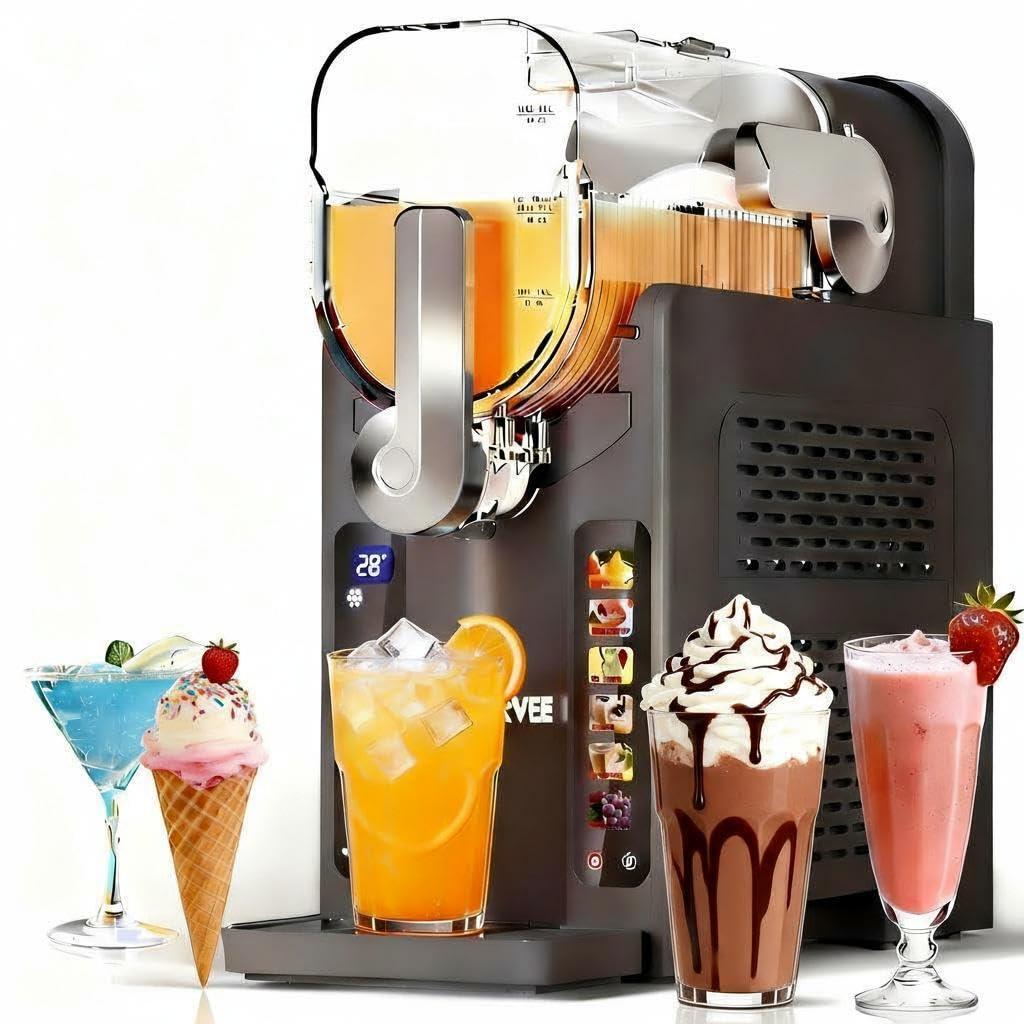 Garvee Slushie Machine for Home No Ice Needed, Frozen Drink Maker with LED Display & 6 Pre-Set Programs, 70 oz Large Capacity for Frozen Margaritas, Frapps, Ice Cream, Dark Gray