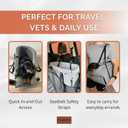 Kumdita' Center Console Car Seat & Carrier for Small Dogs & Cats with Dual Over-Seat Straps, Sewn-in Safety Leash & PE Board Base (Grey)