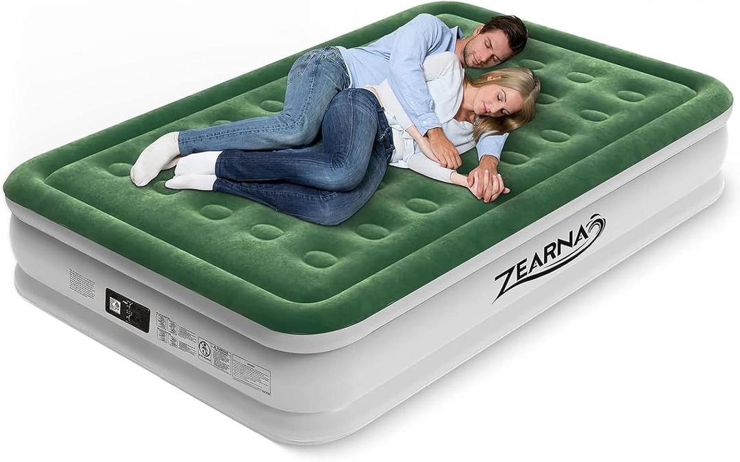 Air Mattress Queen with Built in Pump - 16" Comfort Blow Up Bed, 2 Mins Quick Self Inflatable with Double Air Chamber, with Storage Bag, for Camping,Home,Travel, 650lbs Max
